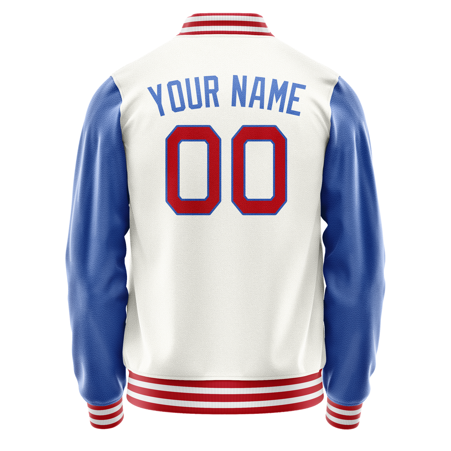 Custom White Royal Solid Color Varsity Letterman Jacket