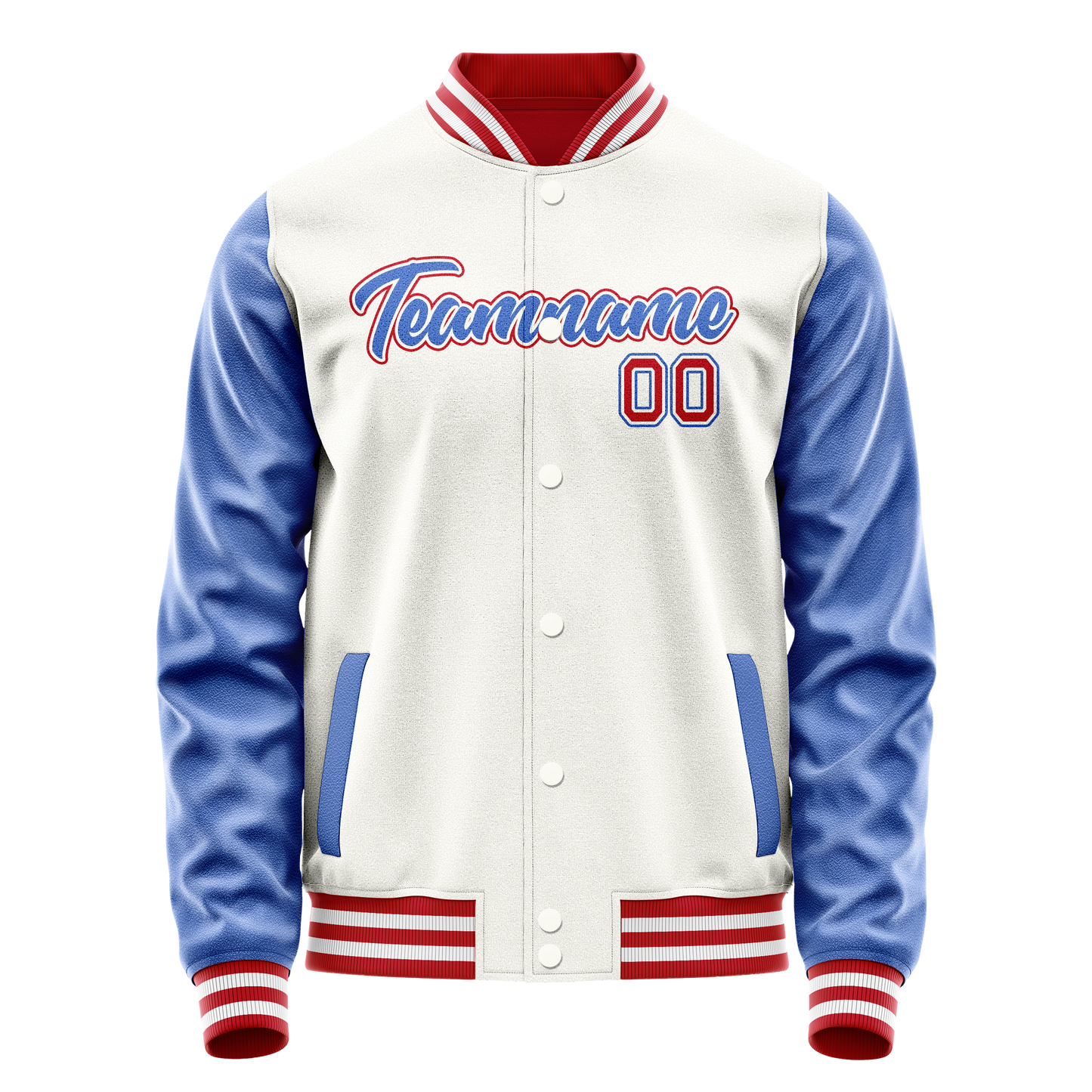 Custom White Royal Solid Color Varsity Letterman Jacket