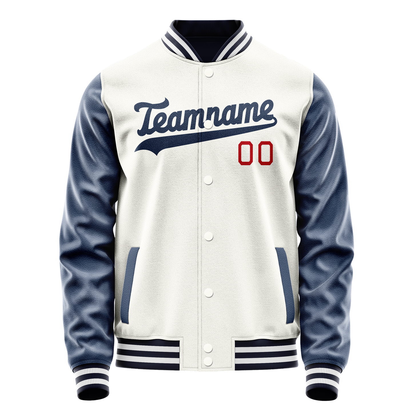 Custom White Royal Solid Color Varsity Letterman Jacket