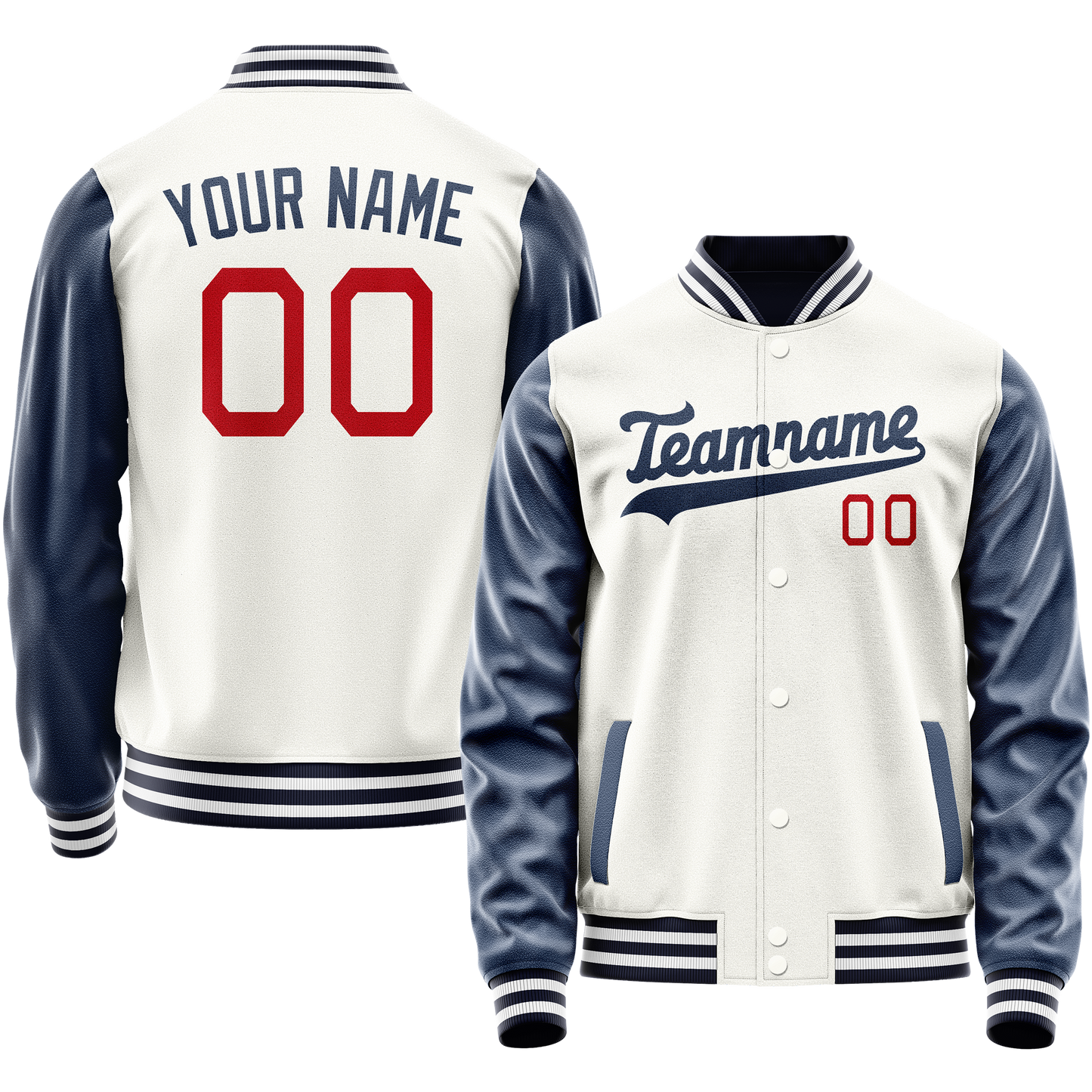 Custom White Royal Solid Color Varsity Letterman Jacket