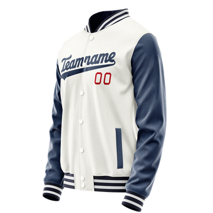 Custom White Royal Solid Color Varsity Letterman Jacket