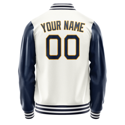 Custom White Royal Solid Color Varsity Letterman Jacket