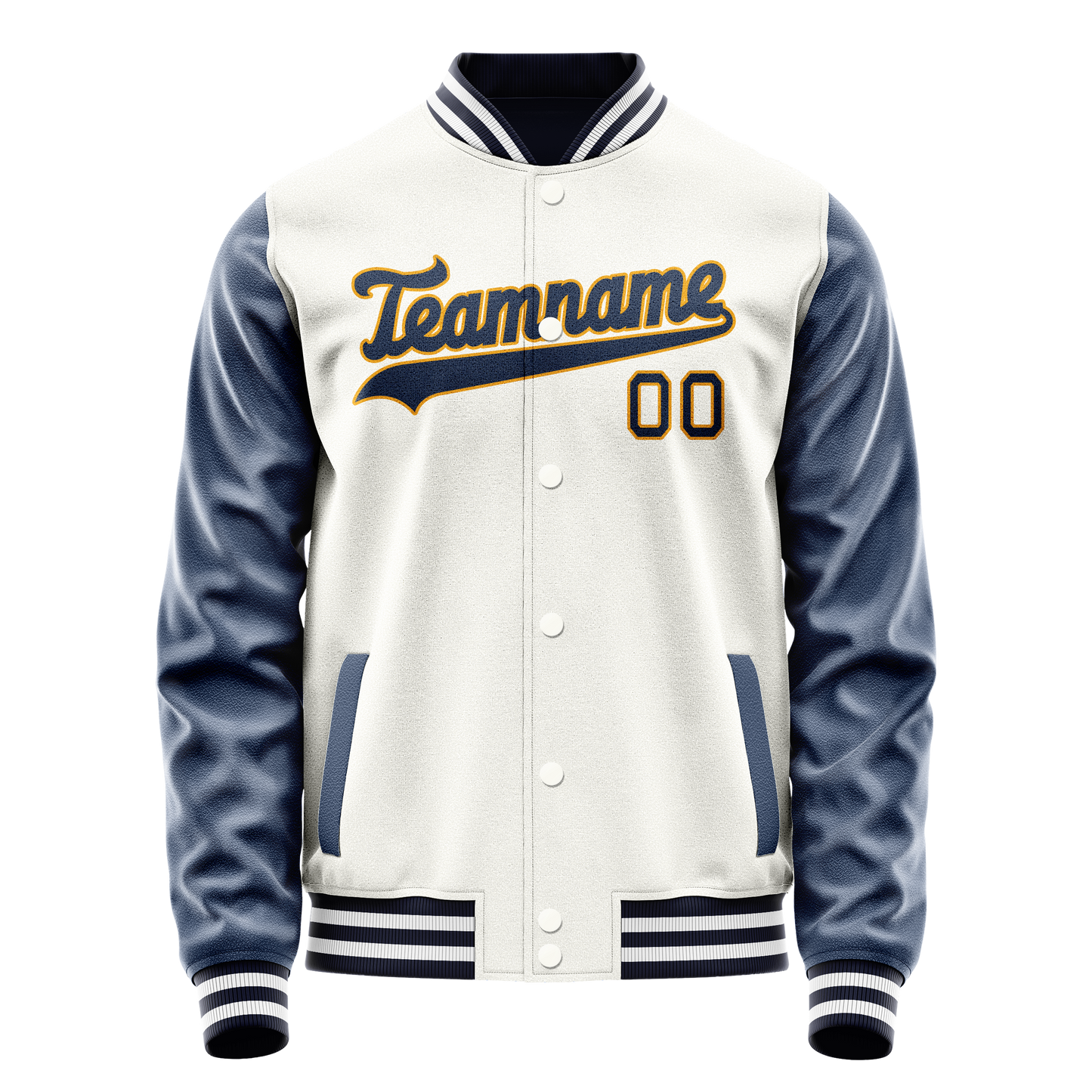 Custom White Royal Solid Color Varsity Letterman Jacket