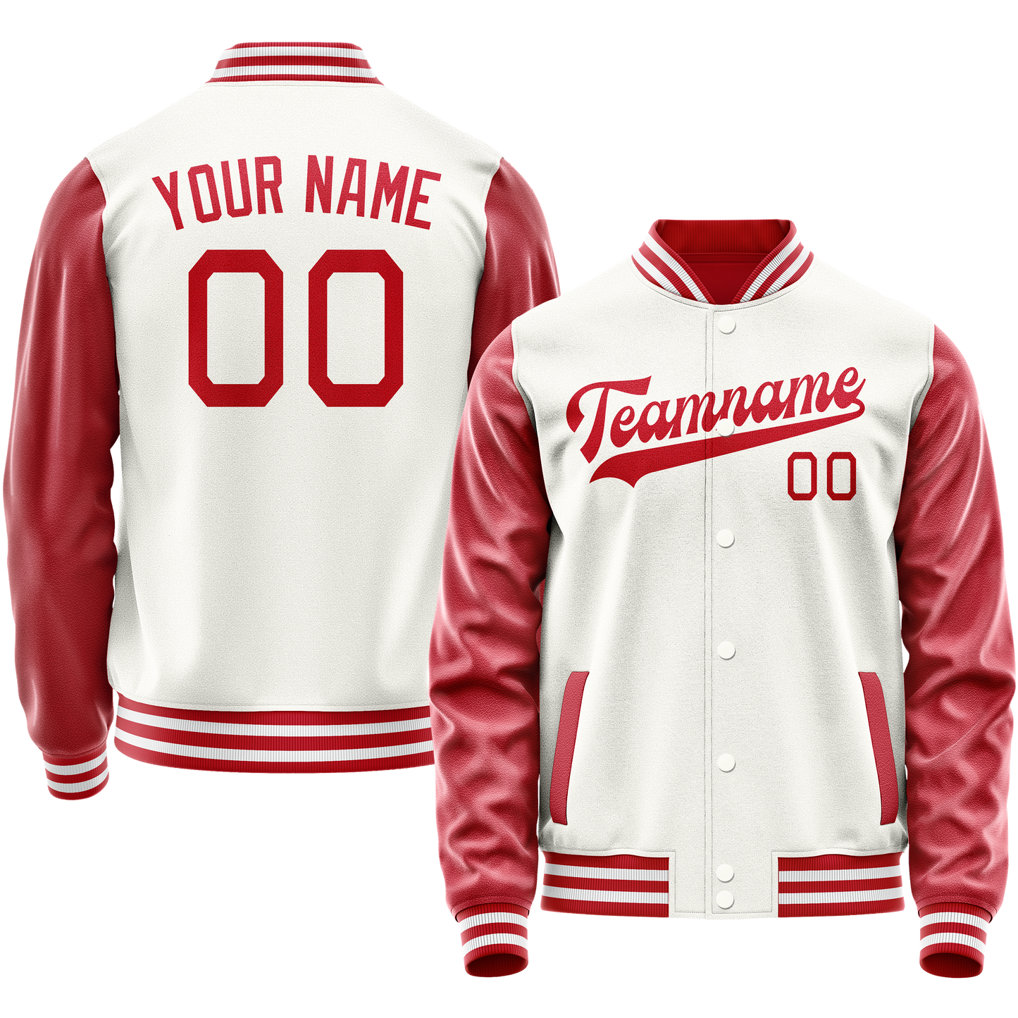 Custom White Texas-Orange Solid Color Varsity Letterman Jacket