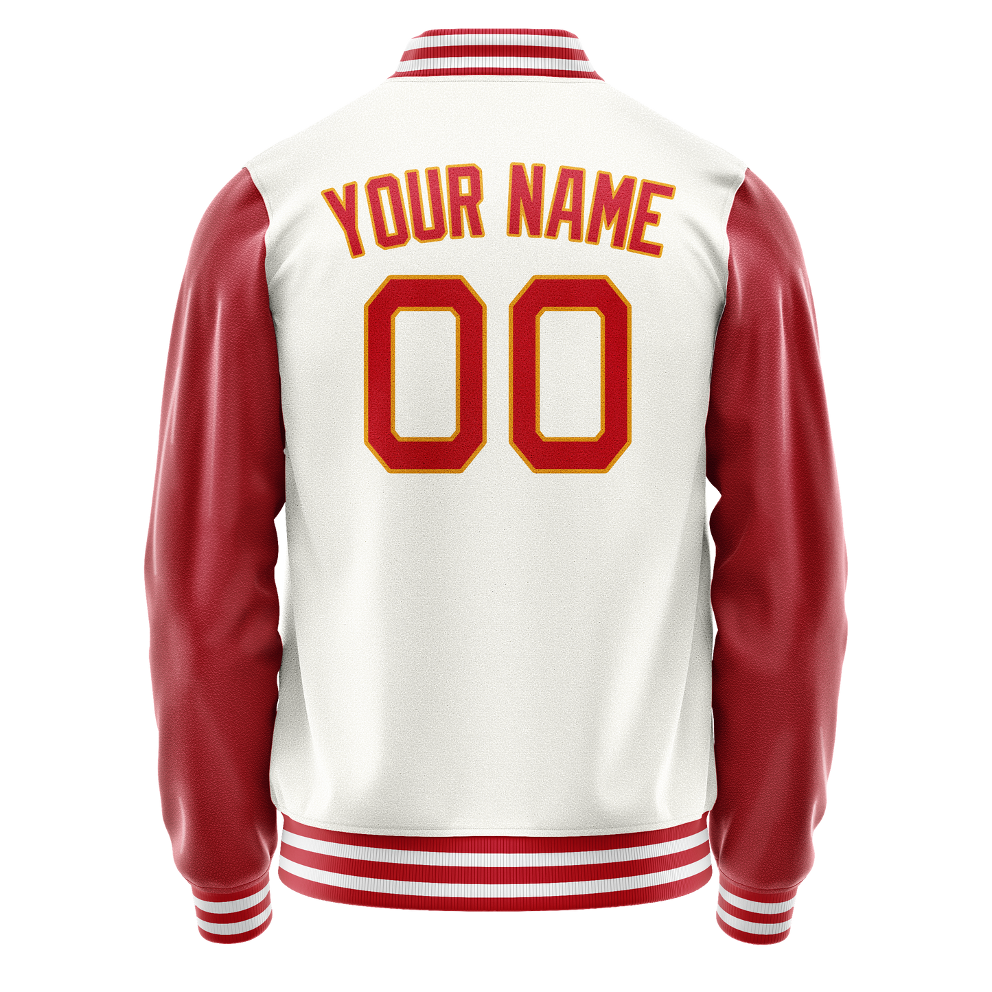 Custom White Red Solid Color Varsity Letterman Jacket