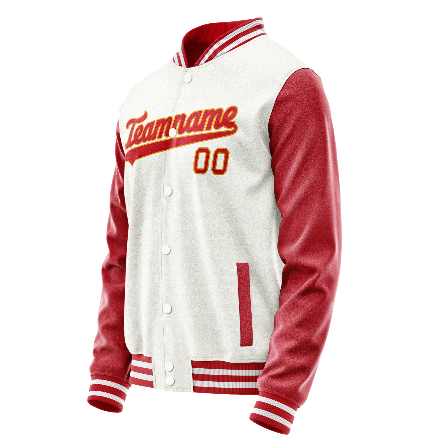 Custom White Red Solid Color Varsity Letterman Jacket