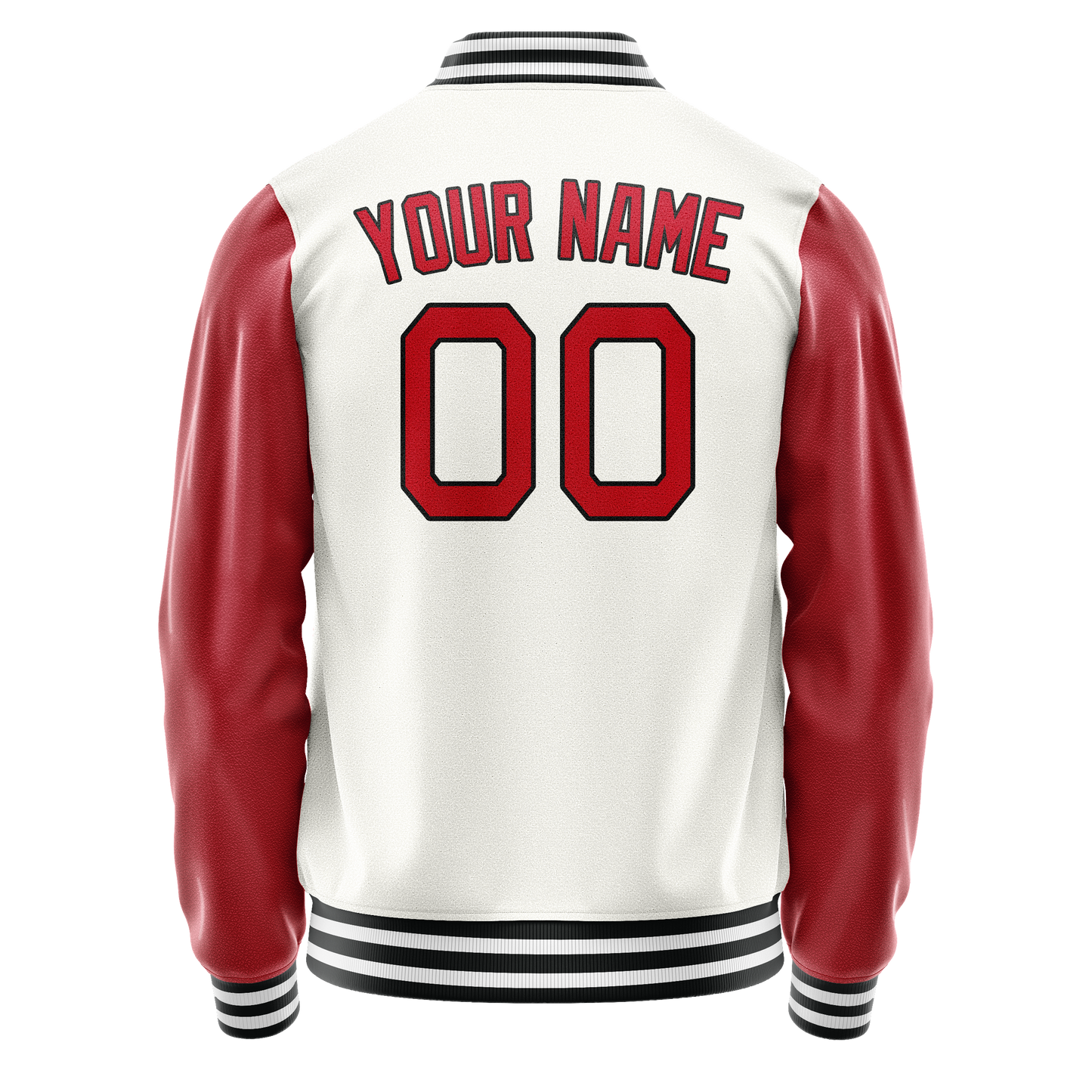 Custom White Red Solid Color Varsity Letterman Jacket