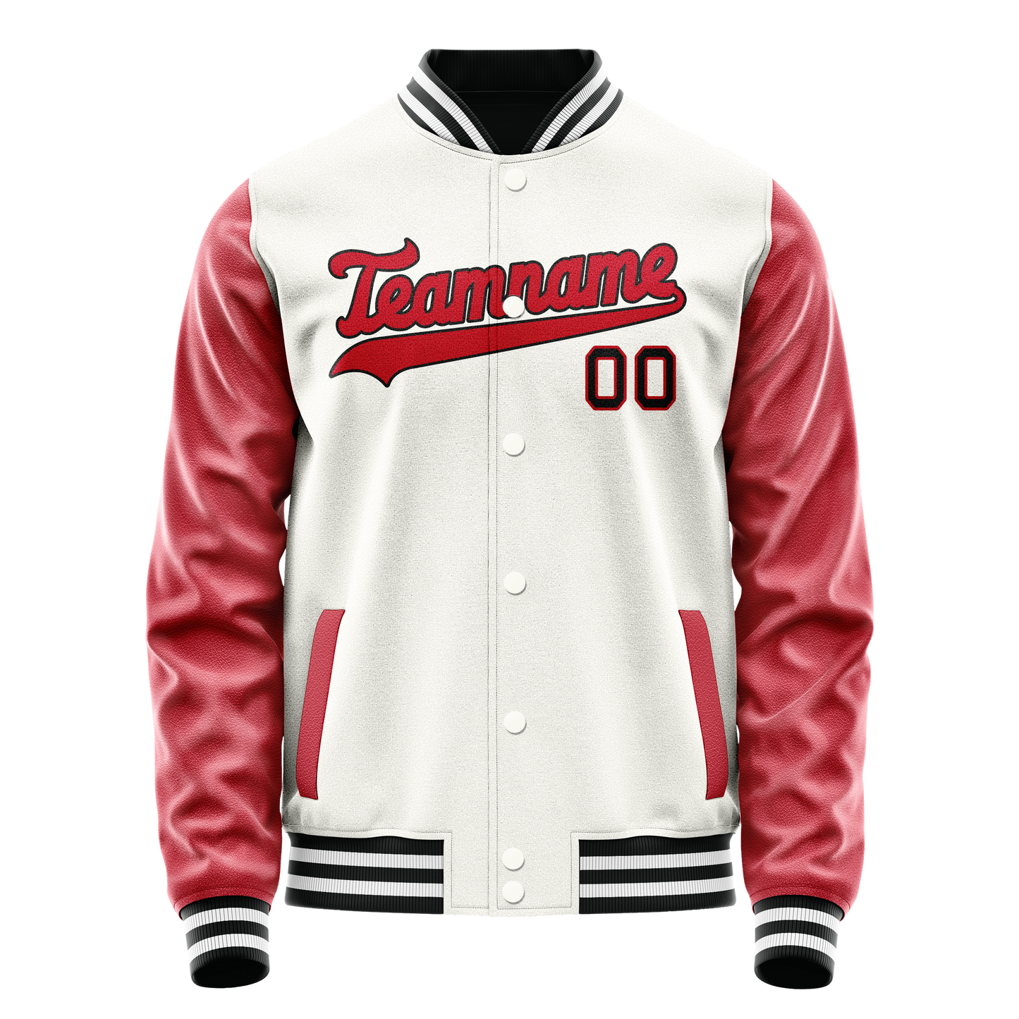 Custom White Red Solid Color Varsity Letterman Jacket