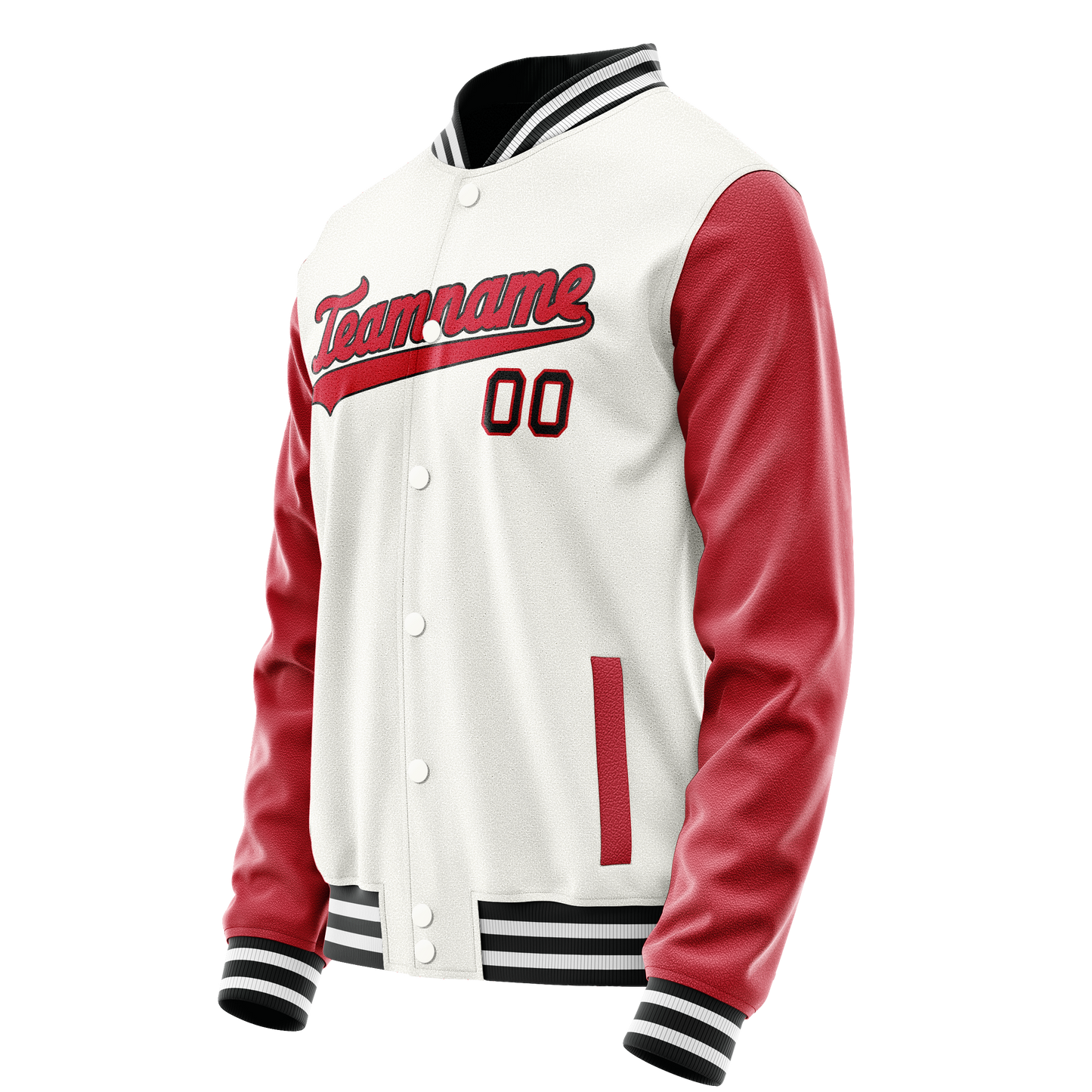 Custom White Red Solid Color Varsity Letterman Jacket