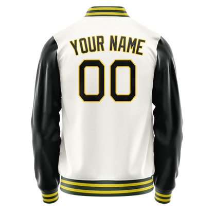 Custom White Black Solid Color Varsity Letterman Jacket