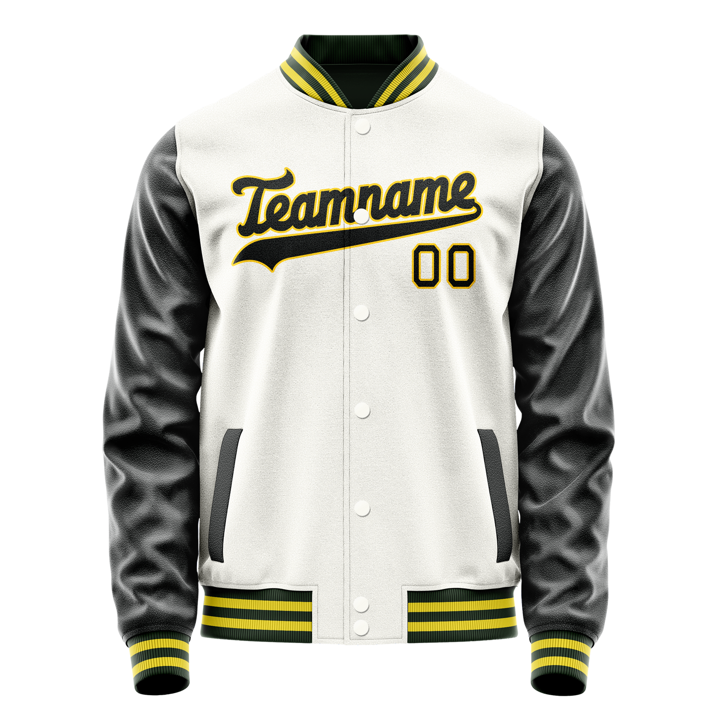 Custom White Black Solid Color Varsity Letterman Jacket