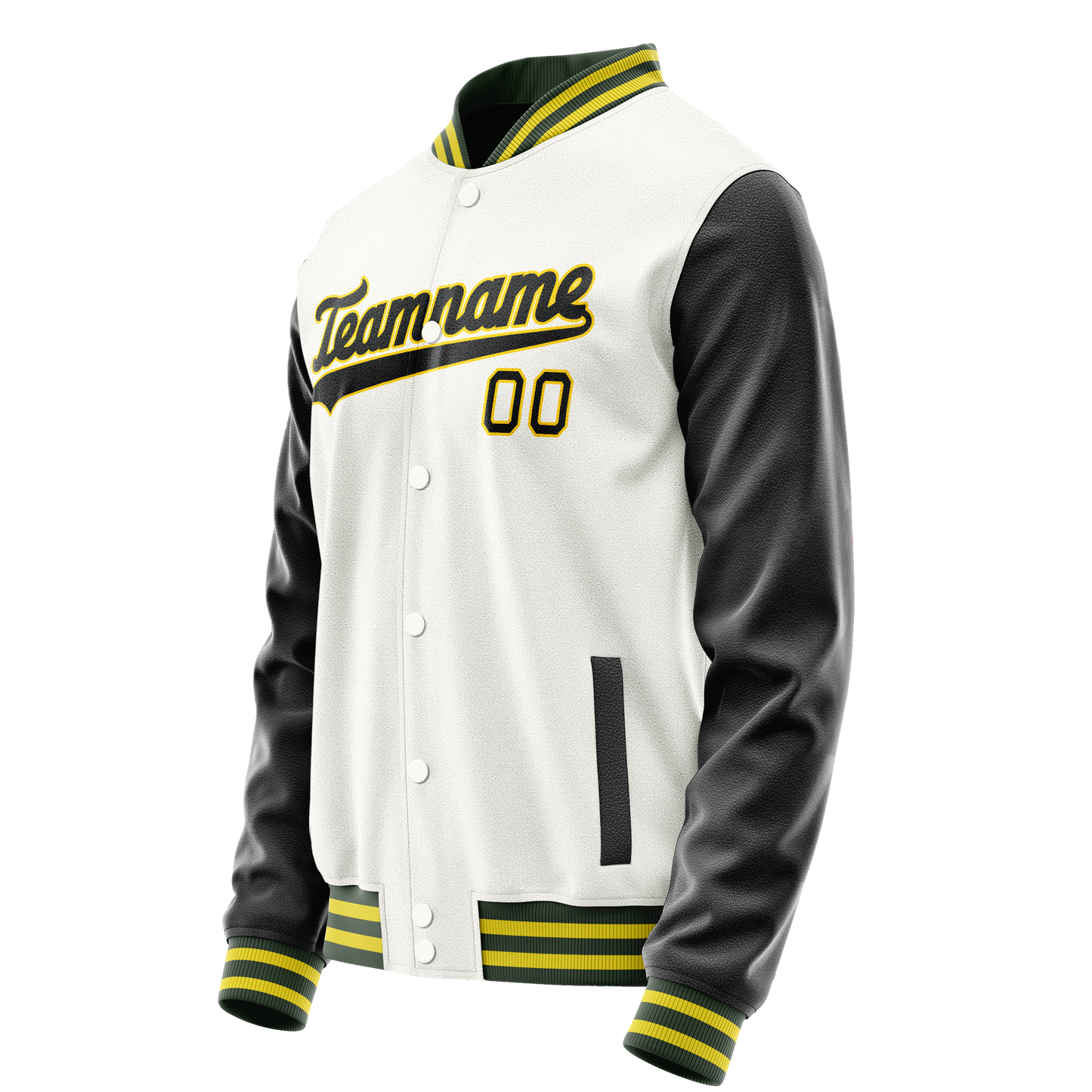 Custom White Black Solid Color Varsity Letterman Jacket