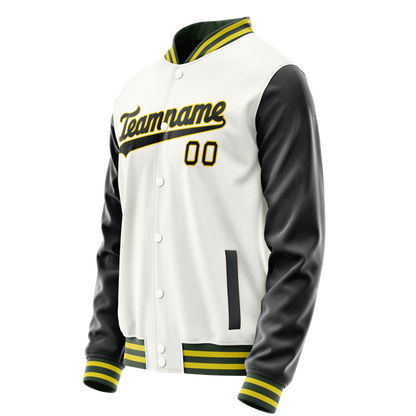 Custom White Black Solid Color Varsity Letterman Jacket