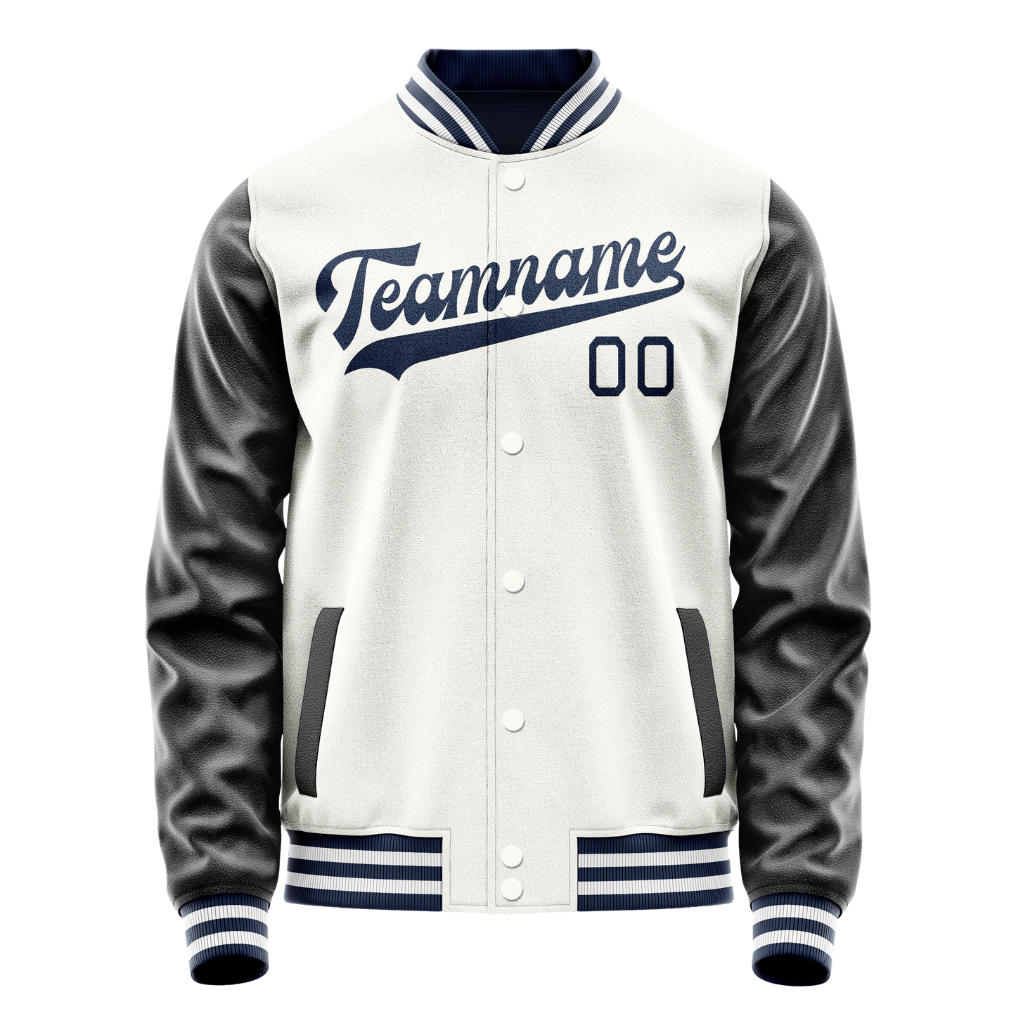 Custom White Black Solid Color Varsity Letterman Jacket