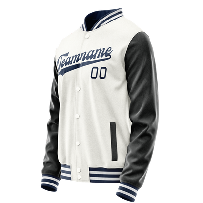 Custom White Black Solid Color Varsity Letterman Jacket