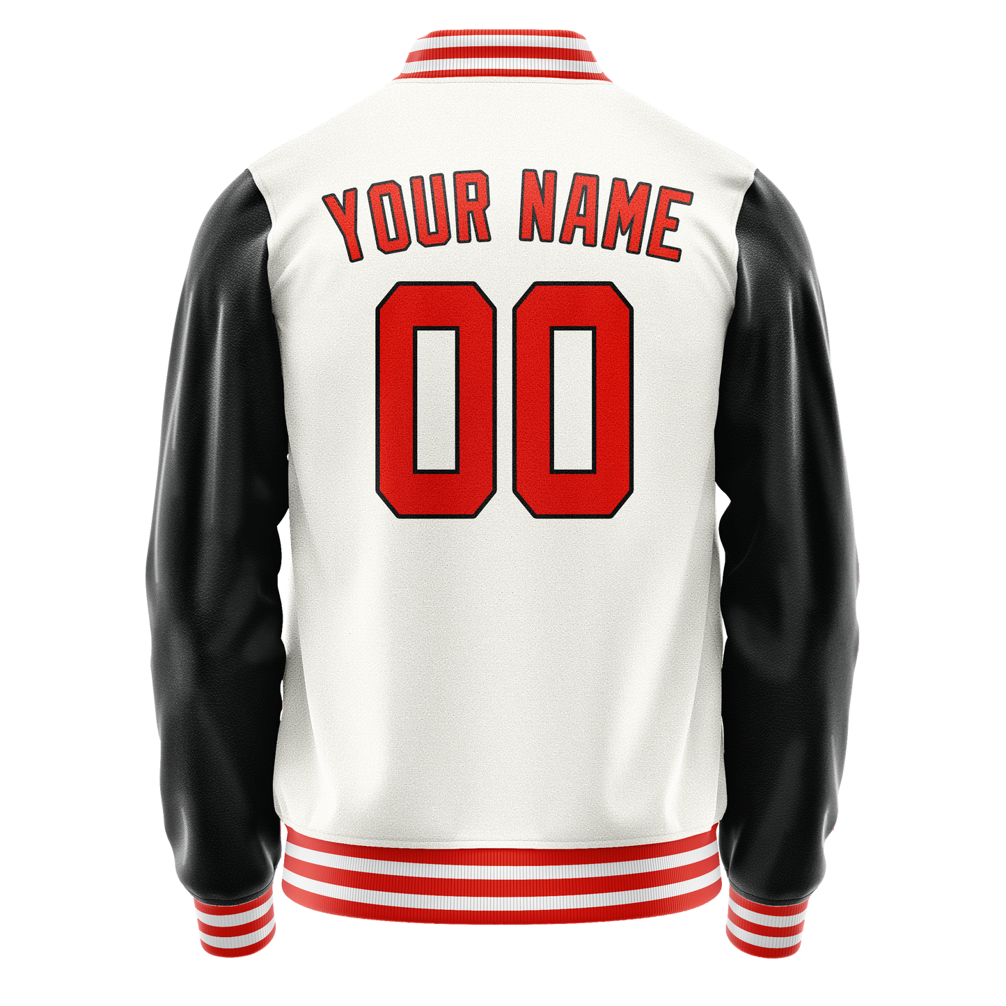 Custom White Black Solid Color Varsity Letterman Jacket