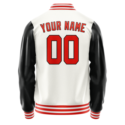 Custom White Black Solid Color Varsity Letterman Jacket