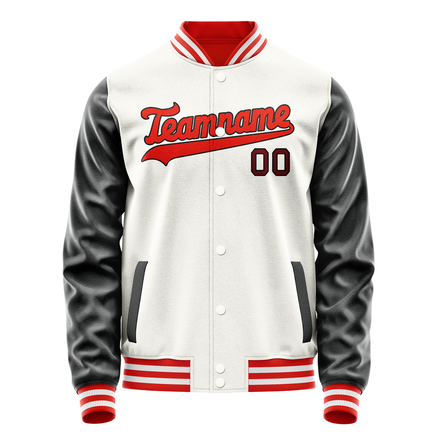 Custom White Black Solid Color Varsity Letterman Jacket