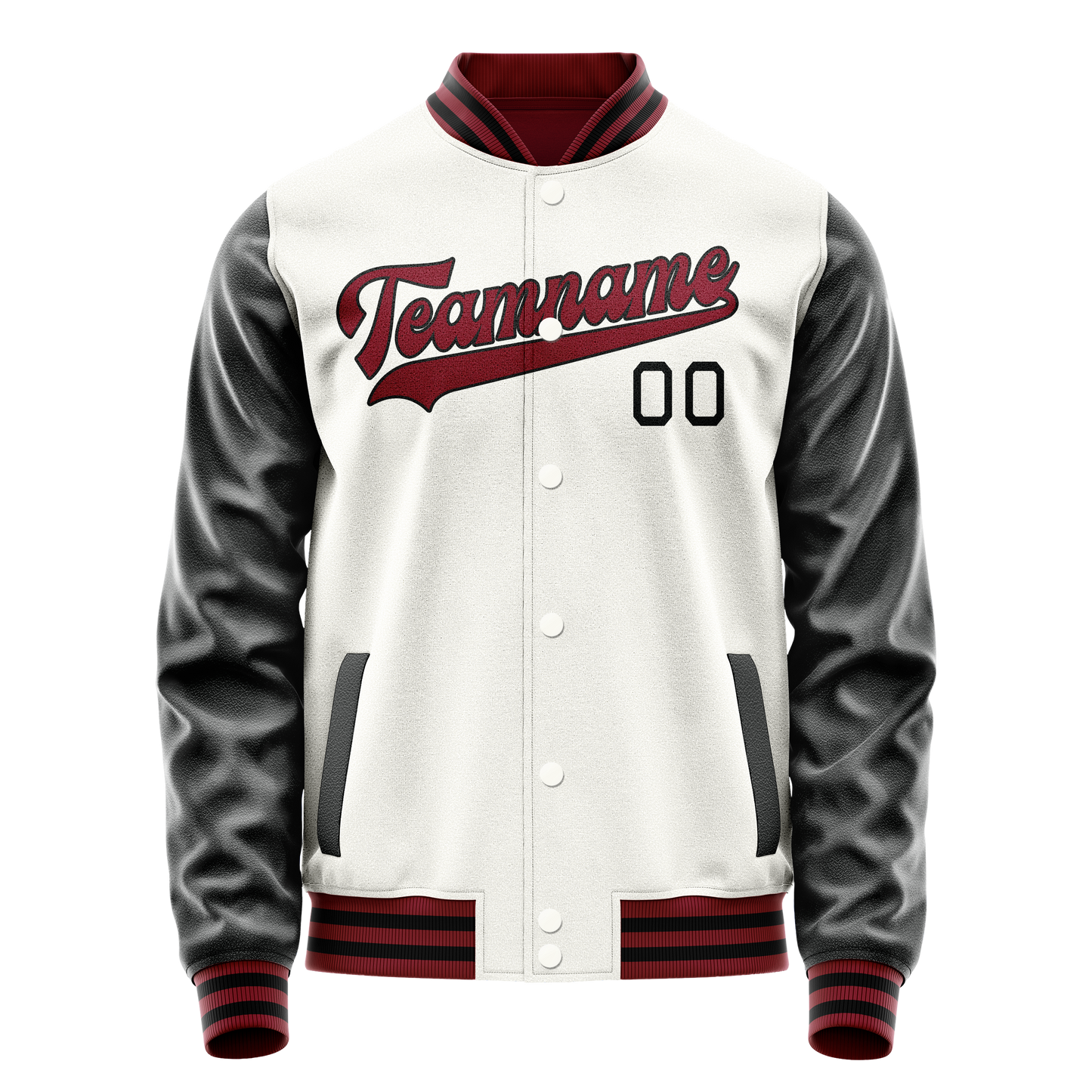 Custom White Black Solid Color Varsity Letterman Jacket
