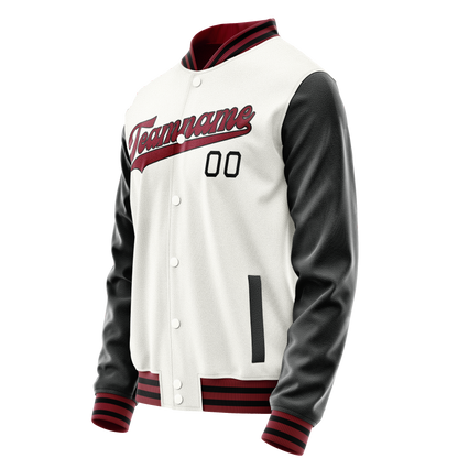 Custom White Black Solid Color Varsity Letterman Jacket