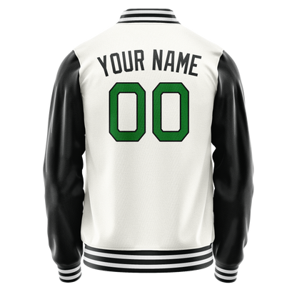 Custom White Black Solid Color Varsity Letterman Jacket