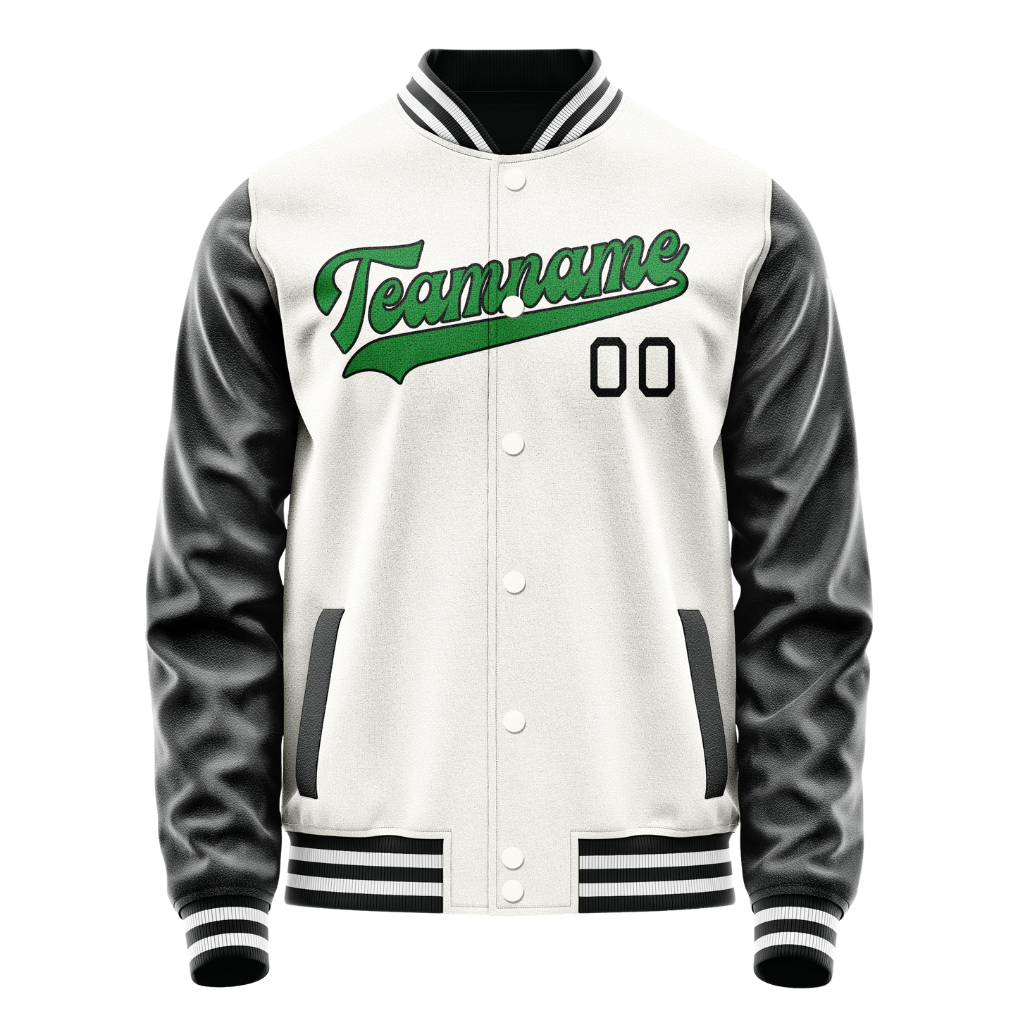Custom White Black Solid Color Varsity Letterman Jacket