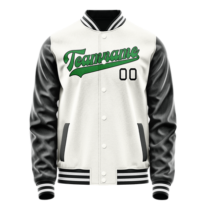 Custom White Black Solid Color Varsity Letterman Jacket