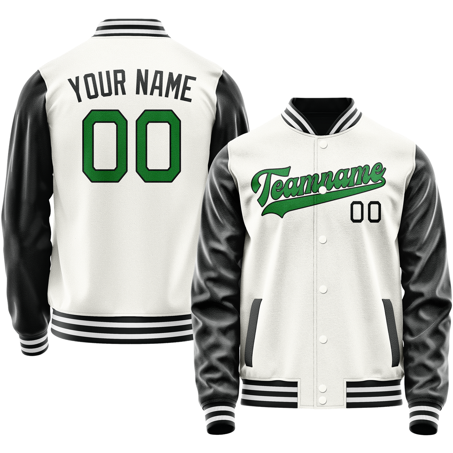 Custom White Black Solid Color Varsity Letterman Jacket