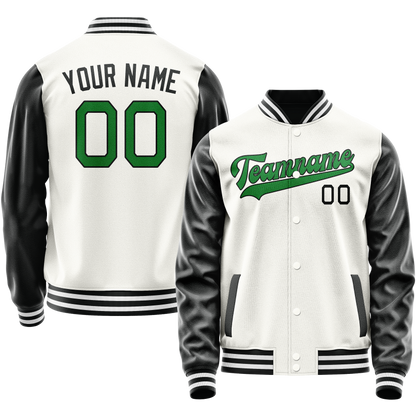 Custom White Black Solid Color Varsity Letterman Jacket