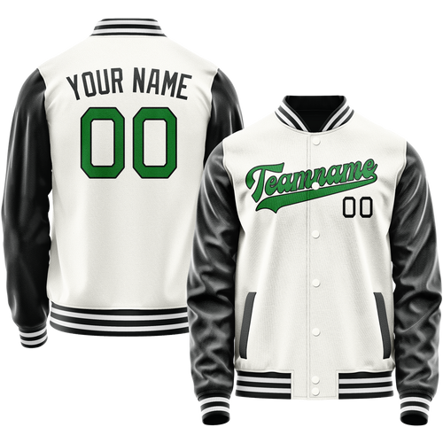 Custom White Black Solid Color Varsity Letterman Jacket