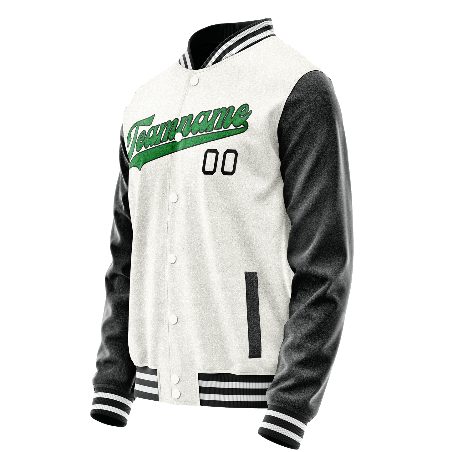 Custom White Black Solid Color Varsity Letterman Jacket