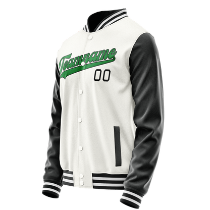 Custom White Black Solid Color Varsity Letterman Jacket