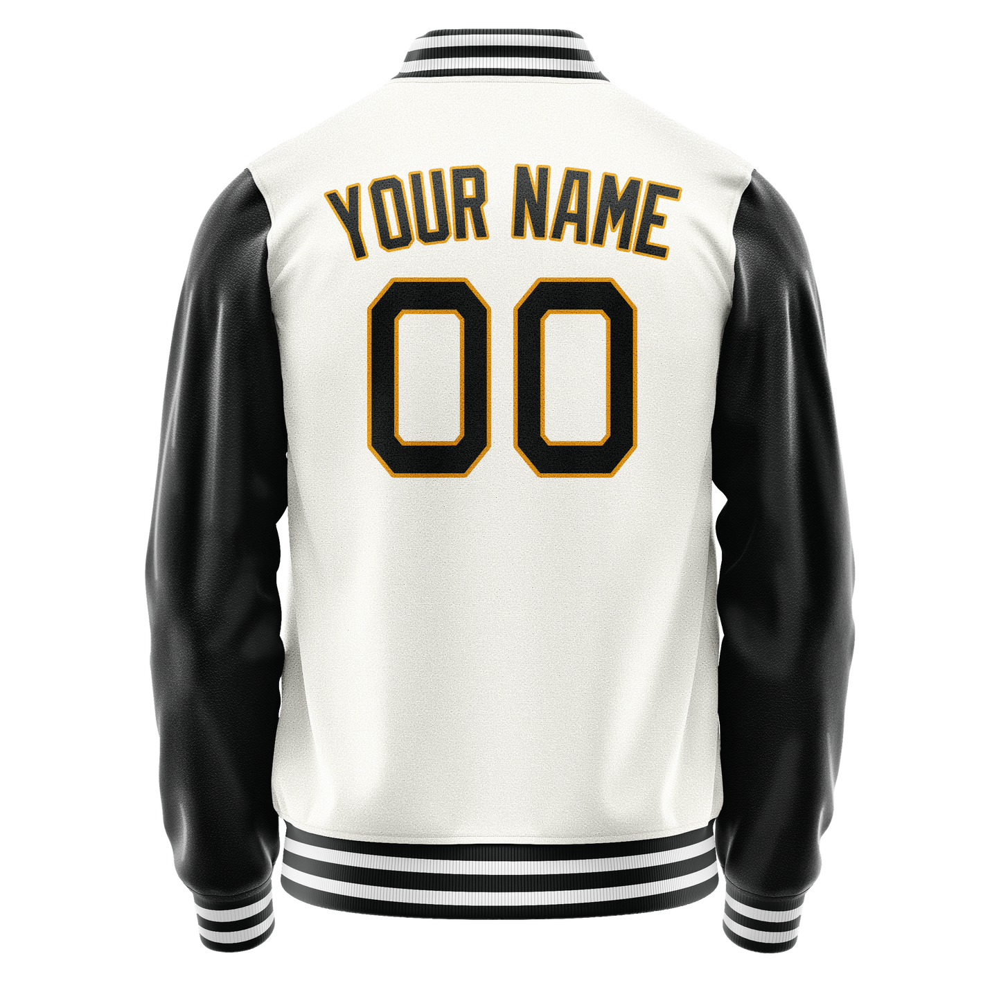 Custom White Black Solid Color Varsity Letterman Jacket