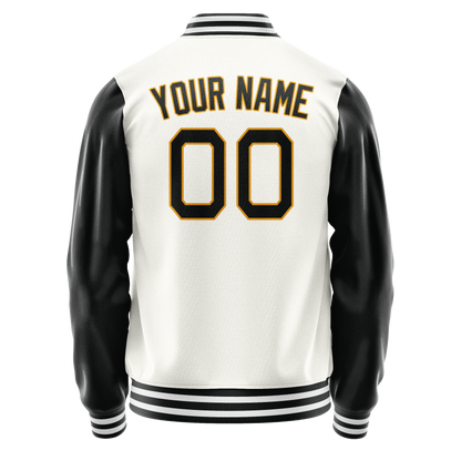 Custom White Black Solid Color Varsity Letterman Jacket