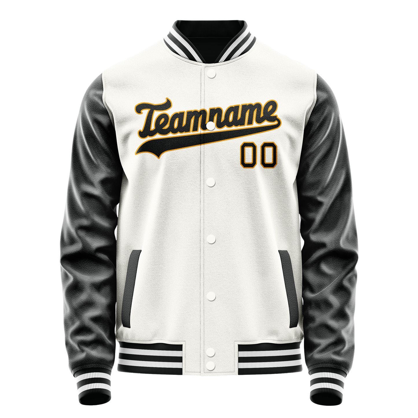 Custom White Black Solid Color Varsity Letterman Jacket