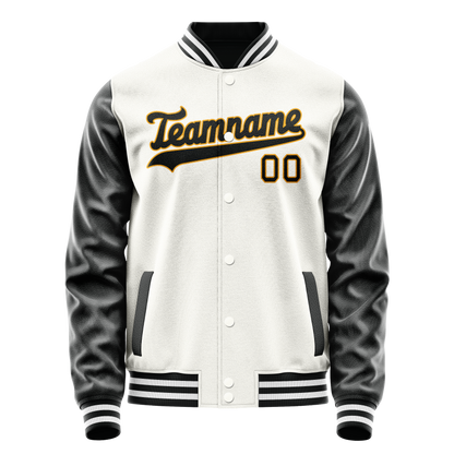 Custom White Black Solid Color Varsity Letterman Jacket