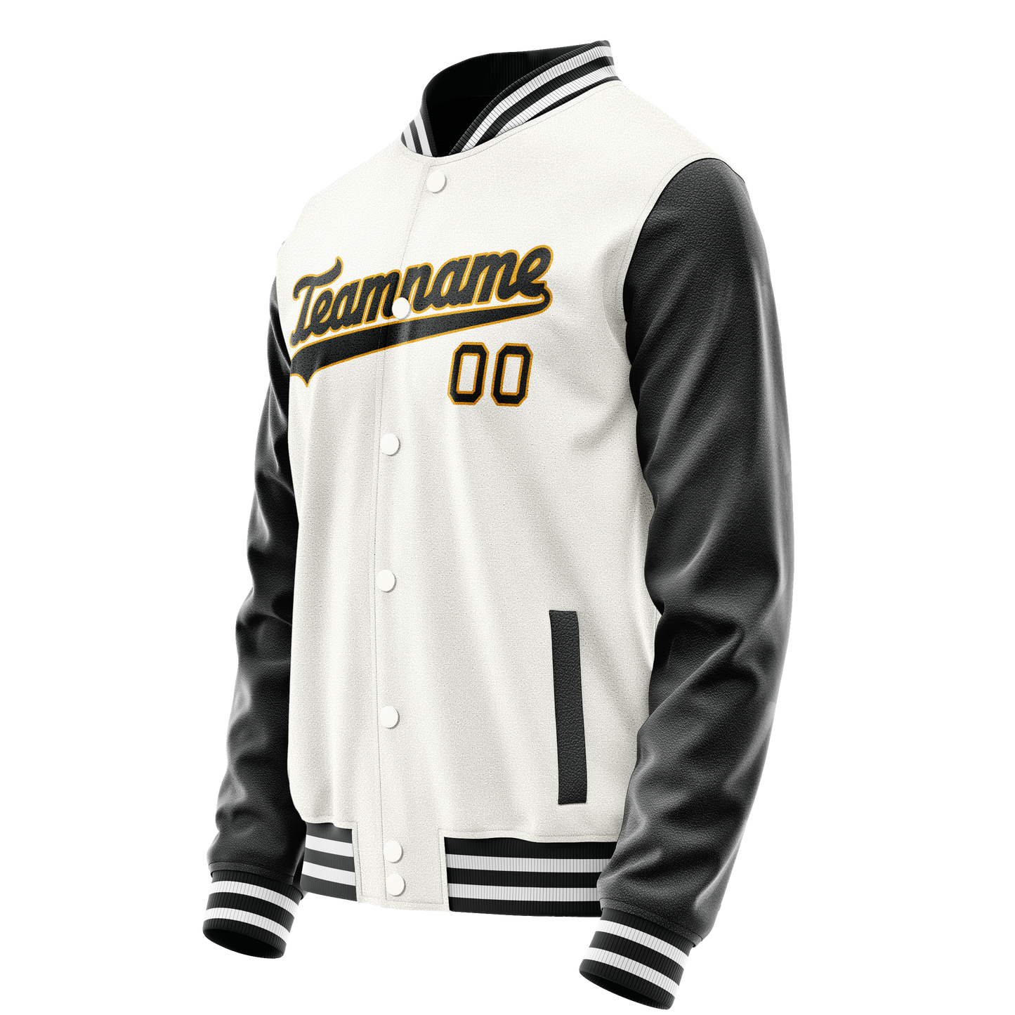 Custom White Black Solid Color Varsity Letterman Jacket