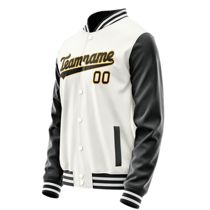 Custom White Black Solid Color Varsity Letterman Jacket