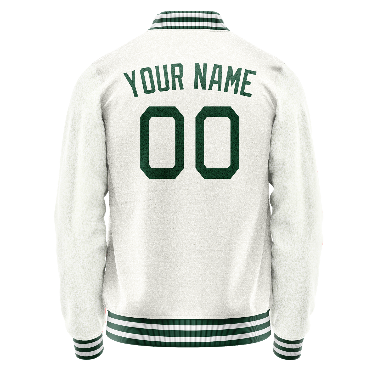 Custom White Kelly-Green Solid Color Varsity Letterman Jacket