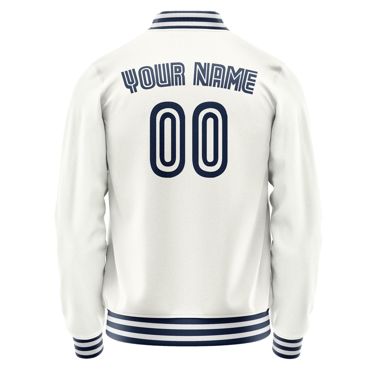 Custom White Navy Solid Color Varsity Letterman Jacket