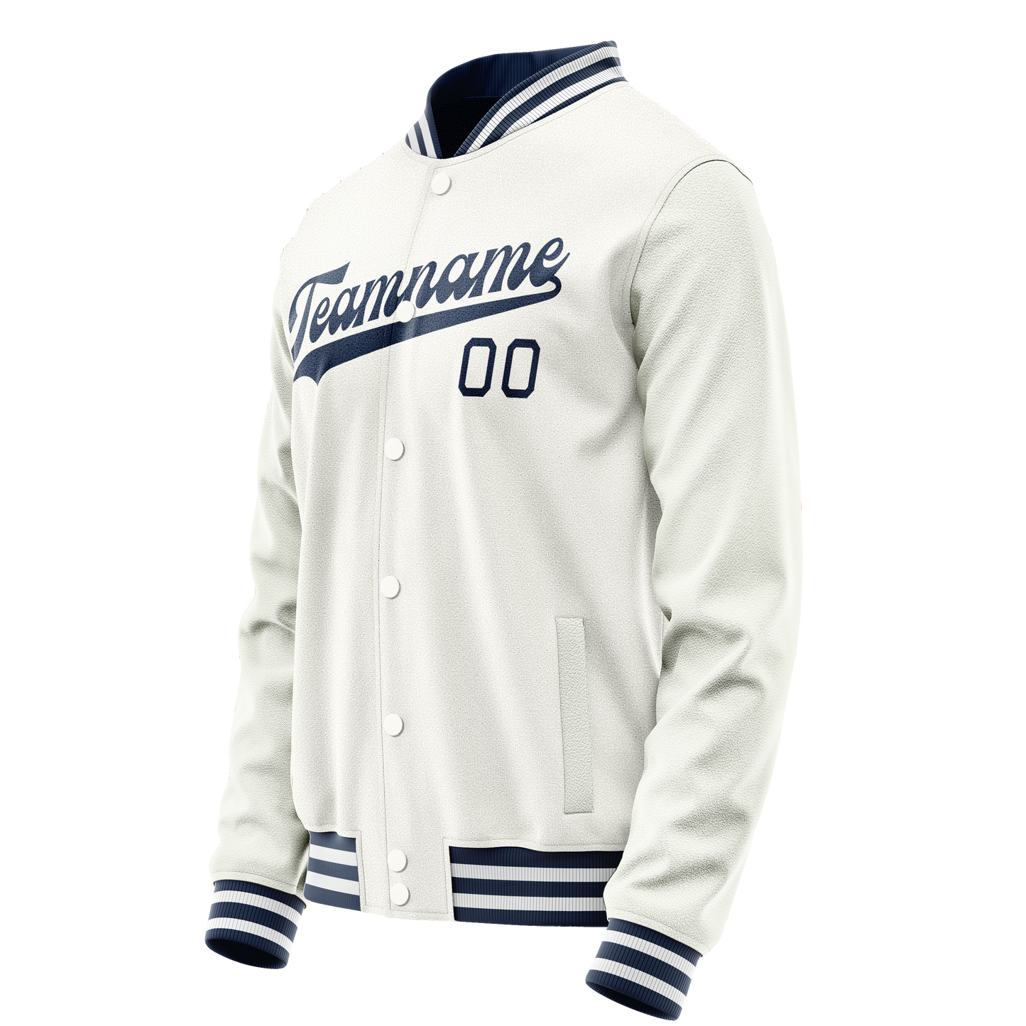 Custom White Navy Solid Color Varsity Letterman Jacket