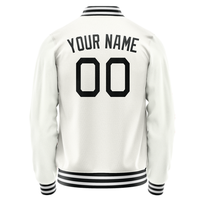 Custom White Black Solid Color Varsity Letterman Jacket