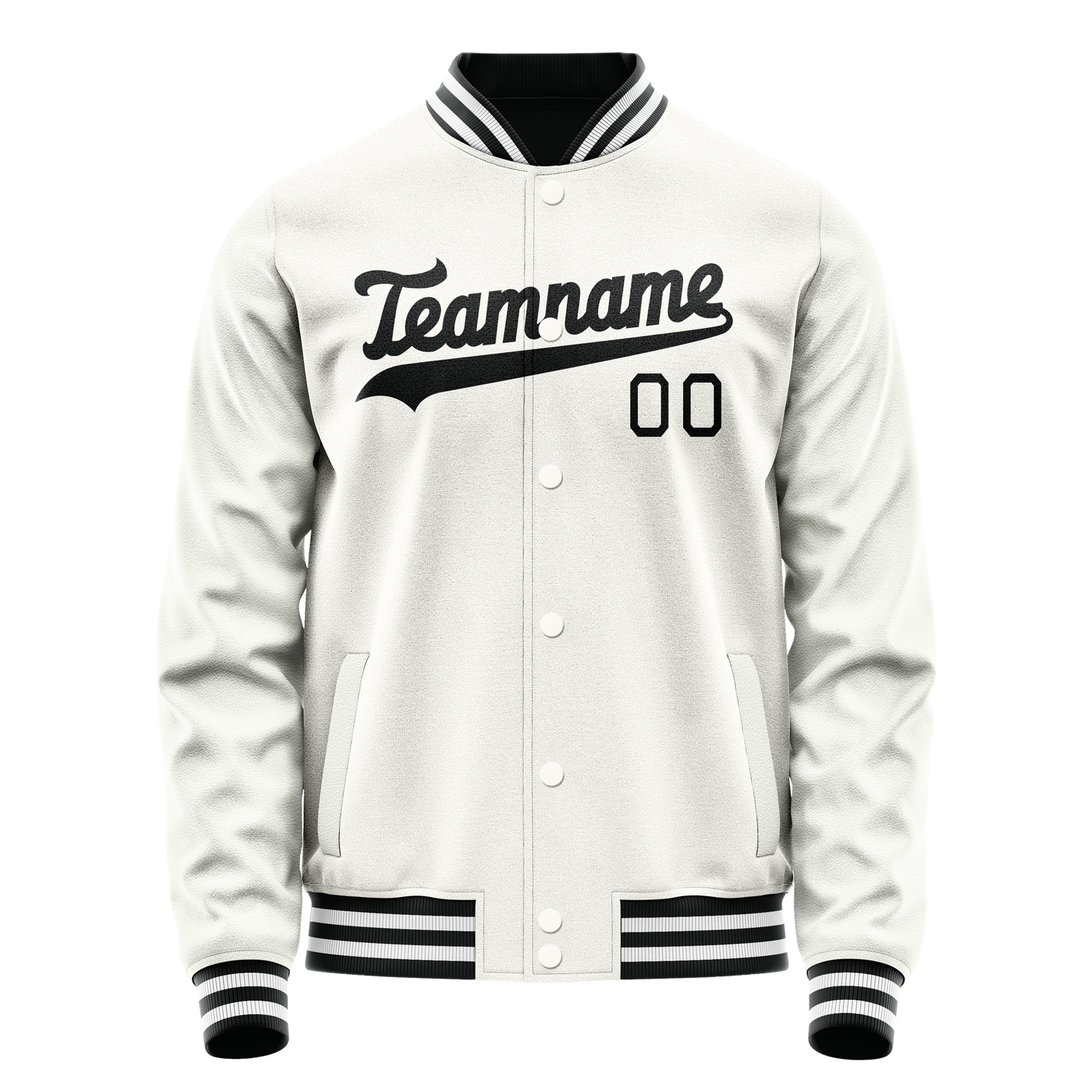Custom White Black Solid Color Varsity Letterman Jacket