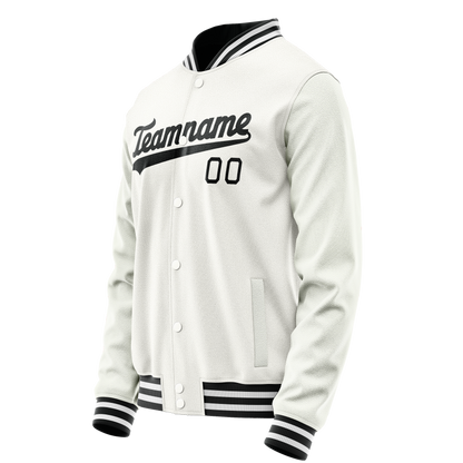 Custom White Black Solid Color Varsity Letterman Jacket