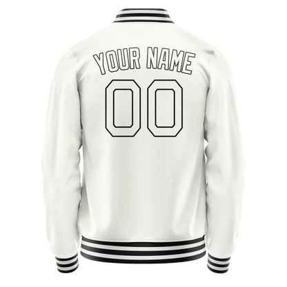 Custom White Black Solid Color Varsity Letterman Jacket