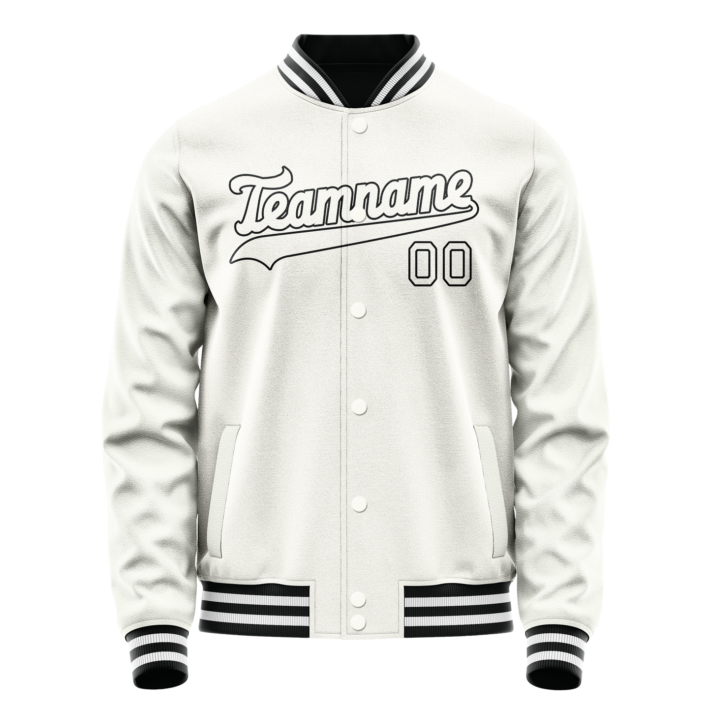 Custom White Black Solid Color Varsity Letterman Jacket