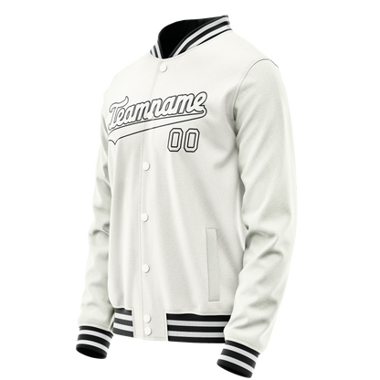 Custom White Black Solid Color Varsity Letterman Jacket
