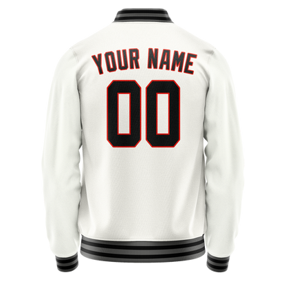 Custom White Black Solid Color Varsity Letterman Jacket