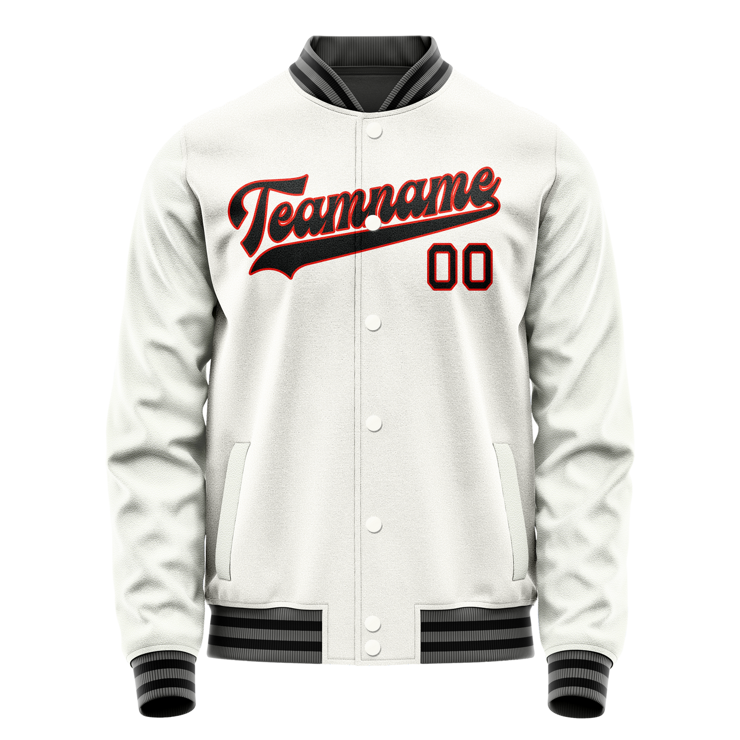 Custom White Black Solid Color Varsity Letterman Jacket
