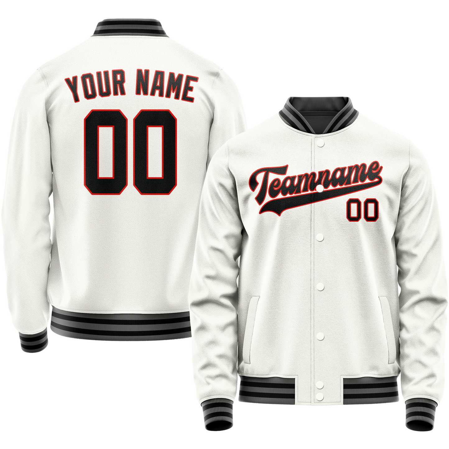 Custom White Black Solid Color Varsity Letterman Jacket